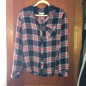 Red, White & Blue Flannel Button Up